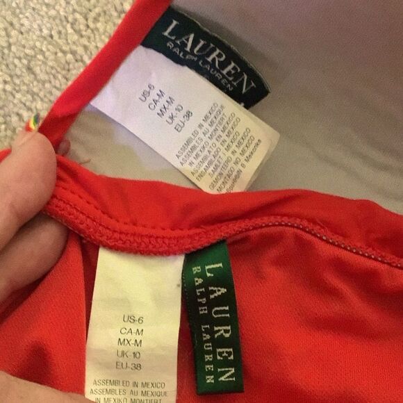 Ralph Lauren Red Bikini Swimsuit Top & Bottom - Picture 6 of 6